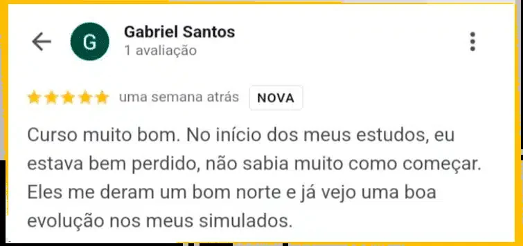Avaliação de aluno sobre os simulados