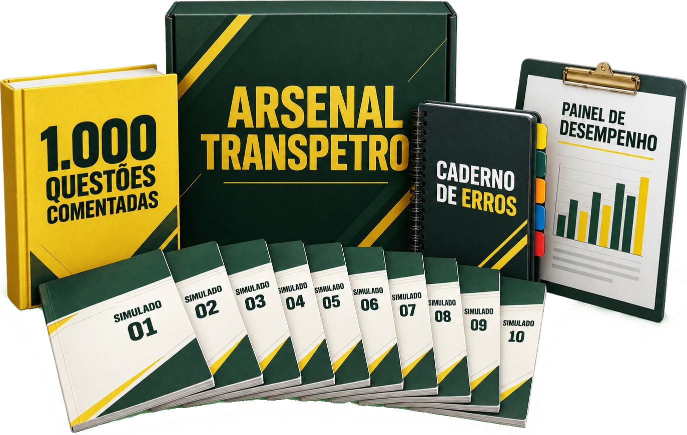Kit Arsenal Transpetro: 10 simulados, 1.000 questões comentadas, caderno de erros e painel de desempenho